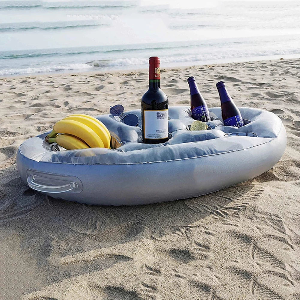 Inflatable Pool Float Beer Drinking Cooler Table Summer Bar Tray Beach Swimming Ring Party Bucket Cup Holder for Swimming Pool