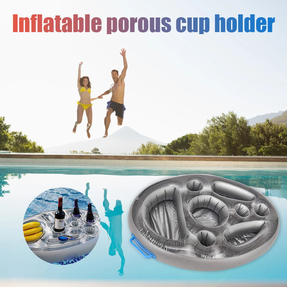 Inflatable Pool Float Beer Drinking Cooler Table Summer Bar Tray Beach Swimming Ring Party Bucket Cup Holder for Swimming Pool
