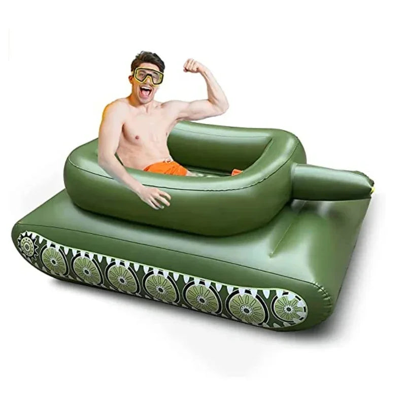 Army Tank Pool Float - Heavy Duty PVC Inflatable Mat for Adults & Kids (Camouflage)