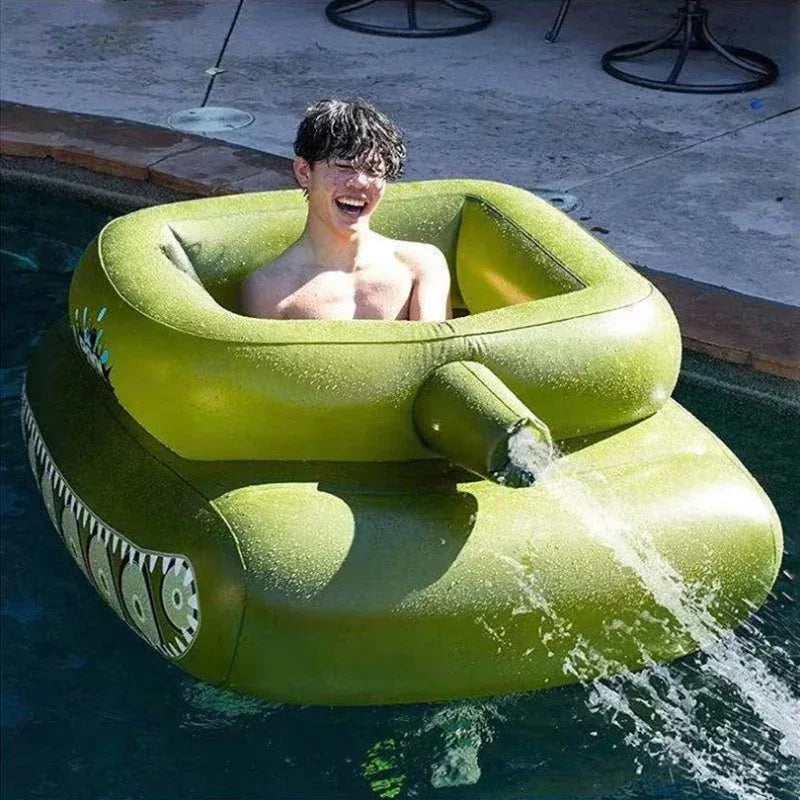 Army Tank Pool Float - Heavy Duty PVC Inflatable Mat for Adults & Kids (Camouflage)