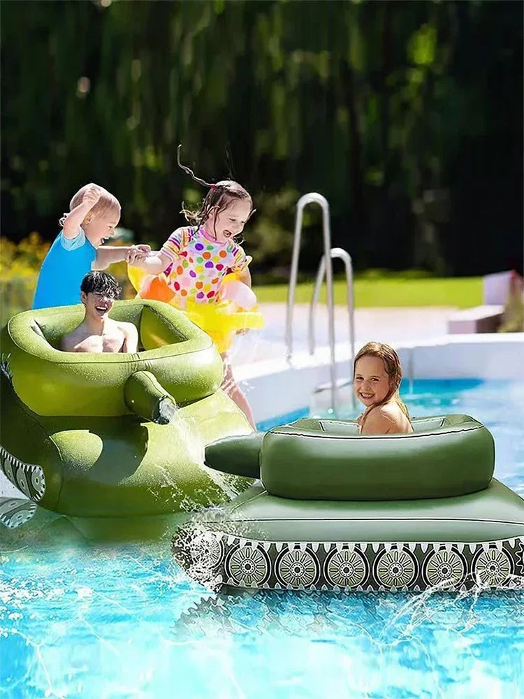 Army Tank Pool Float - Heavy Duty PVC Inflatable Mat for Adults & Kids (Camouflage)