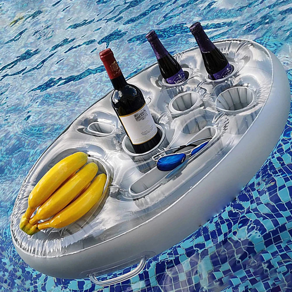 Inflatable Pool Float Beer Drinking Cooler Table Summer Bar Tray Beach Swimming Ring Party Bucket Cup Holder for Swimming Pool